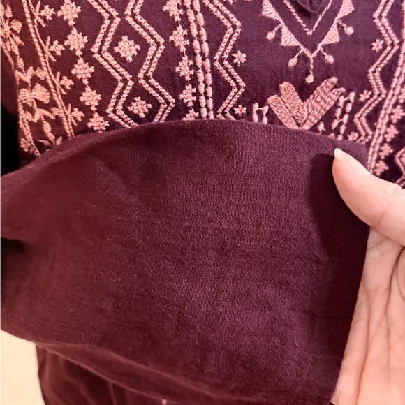 PURE J JILL Embroidered 100% Cotton V-Neck  Tunic in Berry-Inspired Açaí Sz M💚 - Picture 4 of 11